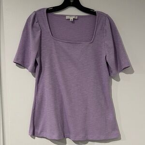 Anne Klein Ribbed Short Sleeve Shirt - M